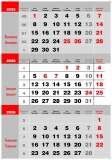 Calendar triptic doua culori, 33 x 48 cm, 12 file, 2026