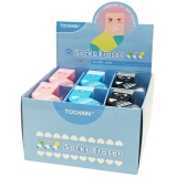 Radiera si ascutitoare Tochain, forma de soseta, diverse culori, 24 buc/display
