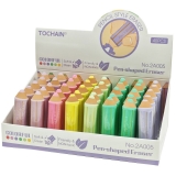 Radiera Tochain, forma de creion colorat, diverse culori, 40 buc/display