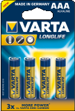 Baterie alcalina R3, 4 buc/blister, Longlife VARTA
