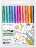 Markere TwinTone 12 culori pastel Tombow