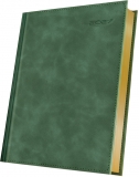 Agenda datata 2027 Herlitz Premium Deluxe Chia Suple, A5, 352 pagini, coperta din piele sintetica, margini folio auriu, culoare verde