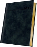 Agenda datata 2027 Herlitz Premium Deluxe Chia, A5, 352 pagini, coperta din piele sintetica, margini folio auriu, culoare negru