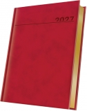 Agenda datata 2027 Herlitz Premium Deluxe Chia, A5, 352 pagini, coperta din piele sintetica, margini folio auriu, culoare rosu