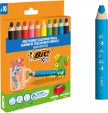 Creioane colorate JUMBO Multisurface 10 buc/set + ascutitoare