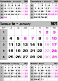 Calendar perete, A3, triptic, 2027