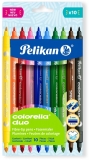 Carioci Colorella Duo C407, varf dublu, 1,2mm, lavabil, 10 culori, blister, Pelikan