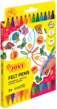 Carioci lavabile cu doua capete, 12 buc/set, culori asortate, Jovi