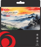Creioane colorate corp negru, mina 4mm, set 24 culori, blister, Herlitz