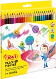 Creioane colorate din lemn, 24 buc/set, culori asortate, Jovi
