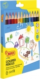 Creioane colorate MAXI din lemn, 12 buc/set, culori asortate, Jovi