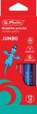 Creion grafit cu radiera Jumbo 2B, mina 4mm, set 12 bucati, Herlitz