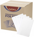 Dosar alb A4 din plastic cu sina si perforatii, 400 buc/cutie Noki