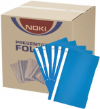 Dosar albastru inchis A4 din plastic cu sina si perforatii, 400 buc/cutie Noki