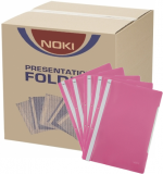 Dosar roz A4 din plastic cu sina si perforatii, 400 buc/cutie Noki