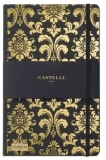 Caiet cu elastic Black and Gold 13 x 21 cm, Baroque Gold, dictando Castelli