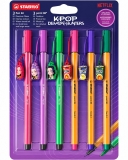 Set finelinere si carioci Stabilo K-Pop Demon Hunters, Point 88 0.4 mm si Pen 68 1 mm, 6 bucati/set