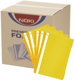 Dosar galben A4 din plastic cu sina si perforatii, 400 buc/cutie Noki