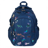Ghiozdan scolar 4 compartimente, maner si spate ergonomic, impermeabil, elemente reflectorizante, colectia St.Right Holo Unicorns