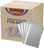 Dosar gri A4 din plastic cu sina si perforatii, 400 buc/cutie Noki