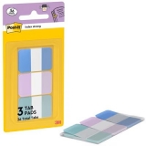 Indexuri adezive rezistente Post-it Strong Tabs 686-3COAST, albastru pastel, mov și verde, 25.4 x 38.1 mm, 36 indexuri/dispenser, 3M
