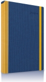 Agenda datata 2024 RO A5, 352 pagini, coperta din piele sintetica, Premium Deluxe Borneo, culoare albastru / galben, Herlitz