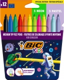 Markere BIC colorate ultralavabile Kid Couleur Cosmo Edition, 12 culori/set
