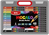 Marker cu vopsea acrilica MOCALO M&G, varf pensula, 48 culori/set