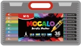 Marker cu vopsea acrilica MOCALO M&G, varf pensula, 36 culori/set