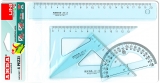 Miniset desen, plastic, rigla 20 cm, echere 45°, 60° 15 cm, raportor 180° 10 cm, universal, Arda