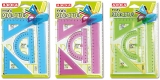 Miniset desen, plastic, 4 buc, rigla 15cm, echer 45-60° 12cm, raportor 180° 10cm, diverse culori, Arda