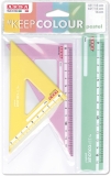 Miniset pentru desen, rigla, echer, plastic, keep colour pastel, Arda