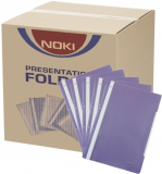 Dosar mov A4 din plastic cu sina si perforatii, 400 buc/cutie Noki