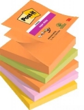 Notite adezive Z-Notes, Post-It Super Sticky, Boost Colour, 76 x 76 mm, 90 file/buc, 5 buc/set, 3M