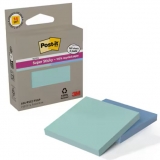 Notite adezive Post-It, Super Sticky, Mint si Blue, 76 x 76 mm, 70 file/cub, 2 buc/set, 3M