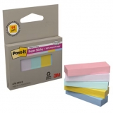 Notite adezive, Post-It Super Sticky, culori pastel asortate, 15 x 50 mm, 70 file/buc, 5 buc/set, 3M 