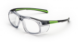 Ochelari de protectie Univet 555, lentile incolore UV380, anti-zgariere si anti-aburire, rama Black/Green