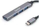 Hub extern SPACER, porturi USB:USB 3.0 X 1, USB 2.0 x 3, conectare prin TYPE-C, cablu 1m, aluminiu