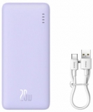 Baterie externa Baseus Airpow, 10000mAh, 20W, 1 x USB; 1 x USB Type-C ,total 3A, violet