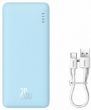 Baterie externa Baseus Airpow, 10000mAh, 20W, 1 x USB; 1 x USB Type-C ,total 3A, albastru