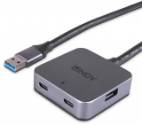 Hub Lindy 4 Porturi, interfata USB 3.2 / 3.1 Gen 1 / USB 3.0, lungime 5m, latime de banda suportata 5Gbs, chipset: VL817-Q7, gri