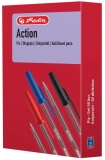 Pix Herlitz din plastic, de unica folosinta, Action, mina 0,7 mm, albastru, set 50 bucati