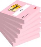 Notite adezive Post-It, roz, 76 x 76 mm, 100 file/buc, 6 buc/set, 3M