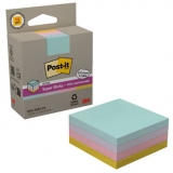 Notite adezive tip cub Post-It, Super Sticky, 76 x 76 mm, culori pastel, 276 file/cub, 2 buc/set, 3M