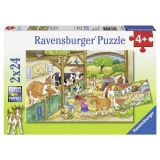 Puzzle o zi la ferma, 2x24 piese Ravensburger