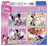 Puzzle Minnie Mouse, 4 buc in cutie, 12/16/20/24 piese Ravensburger