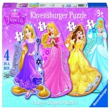 Puzzle printesele Disney, 4 buc in cutie, 10/12/14/16 piese Ravensburger
