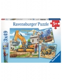 Puzzle Vehicule De Constructie, 3X49 Piese Ravensburger