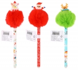 Roller gel cu cerneala termosensibila, X-mas Buddies Pompom, 0.5mm, cerneala albastru, diverse modele, Happy Color