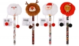 Roller gel cu cerneala termosensibila, X-mas Funny Pompom, 0.5mm, cerneala albastru, diverse modele, Happy Color